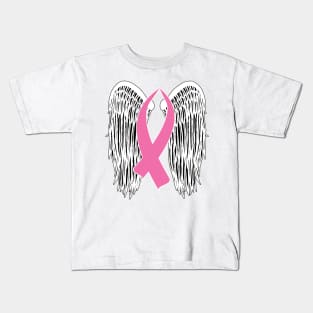 Winged Awareness Ribbon (Pink) Kids T-Shirt